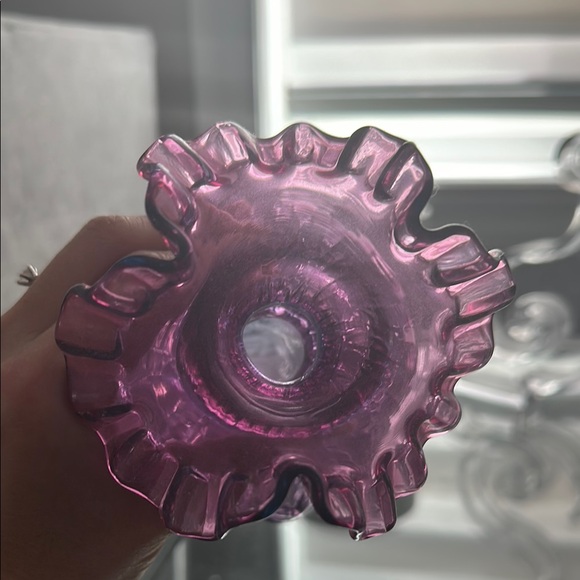 Purple Glass Vase with Ruffled Edge - Picture 6 of 7